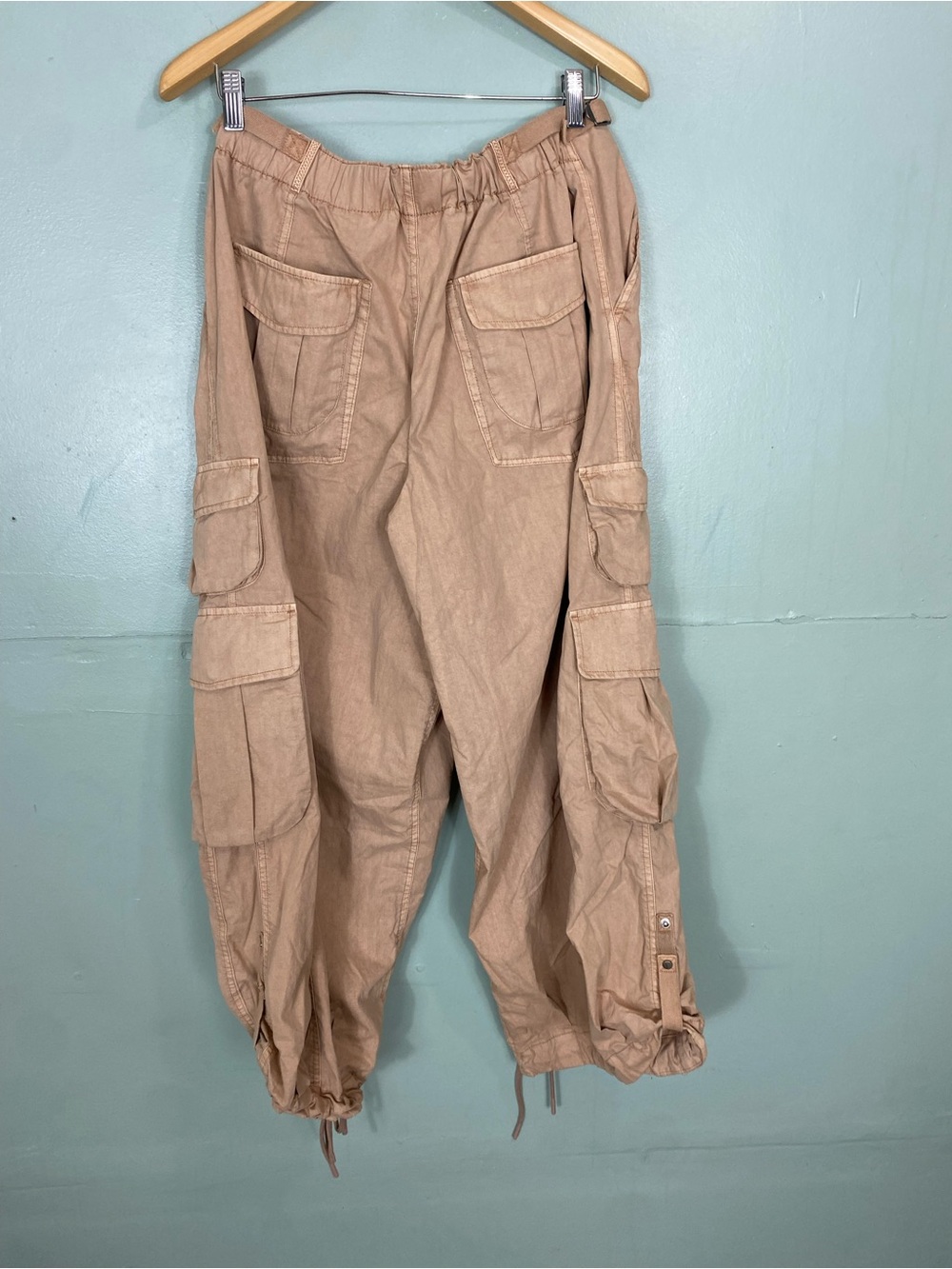 Free People Movement Charmer Utility Pant Wide Leg Barrel Baggy Large Sand Beige - Picture 5 of 6